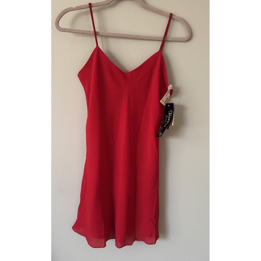 Vtg 90s Hampton Nites Mini Slip Dress Red New‎ With Tags Size 4 Formal Lined USA